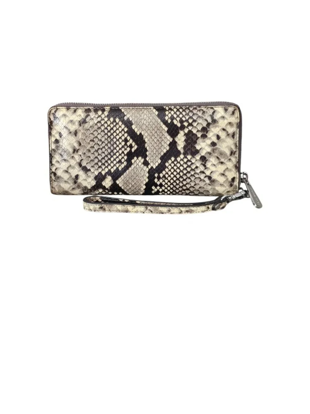 Michael Kors Jet Set Leather Snakeskin Embossed Continental Wallet Wristlet COA